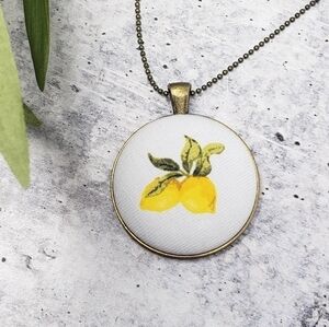New Handmade | Lemon Fabric Button Necklace